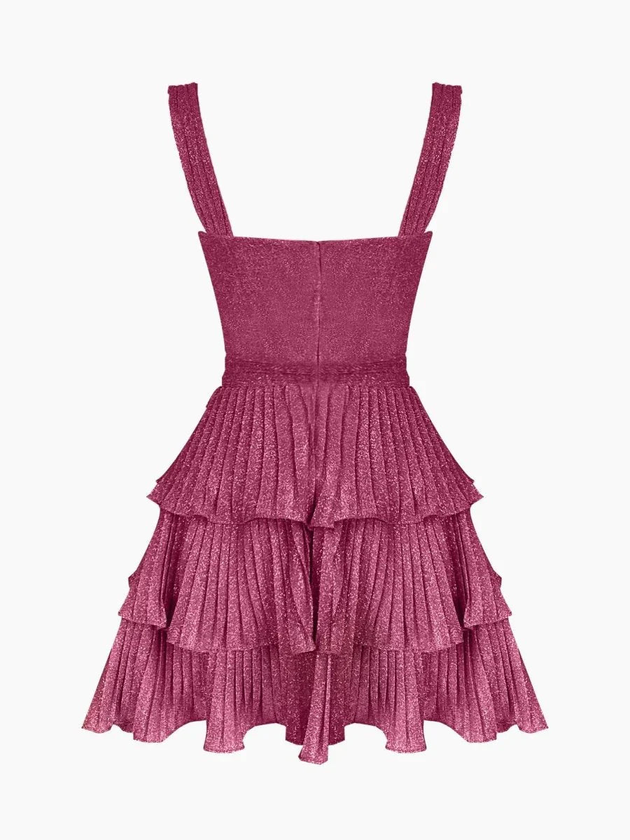 Pink Fashion Shiny Cute Ruffle Short Chiffon Homecoming Dress Birthday Holiday Party Dress gh4849