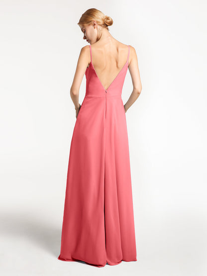 Spaghetti Strap Sweetheart Neck Dress with Cascade Watermelon