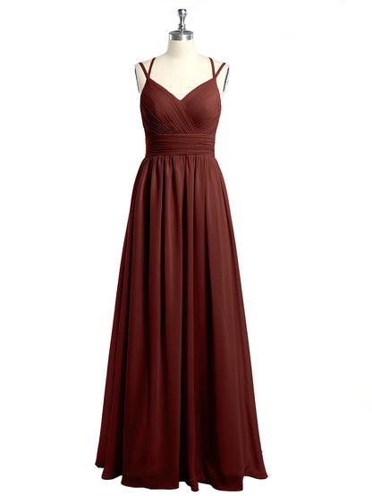Double Straps Chiffon Dresses with Sweetheart Terracotta