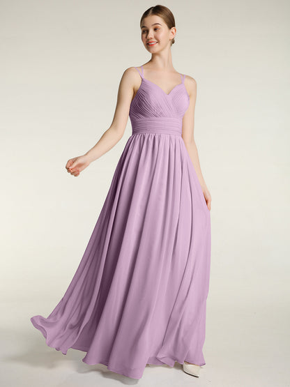 Double Straps Chiffon Dresses with Sweetheart Wisteria