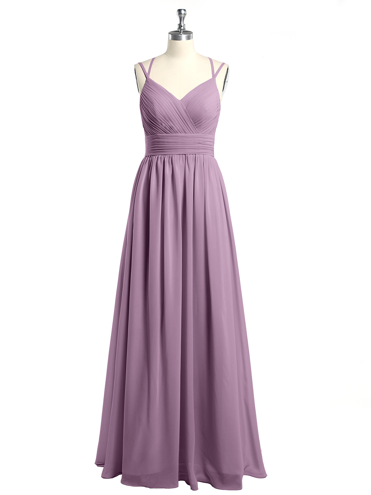 Double Straps Chiffon Dresses with Sweetheart Wisteria