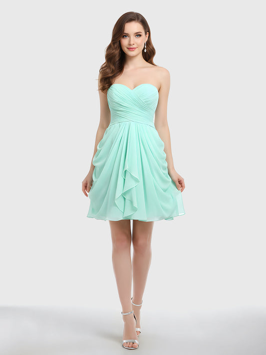 Sweetheart Neck Strapless Short Bridesmaid Dress Mint Green