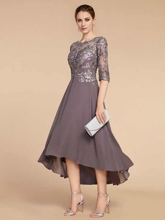 A-Line/Princess Scoop Asymmetrical Mother Of The Bride Dresses