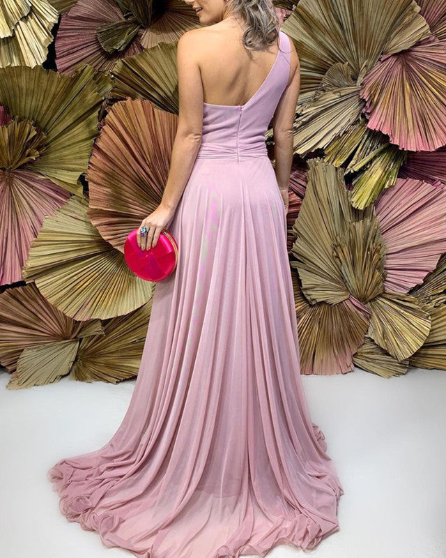 Pleated Chiffon One Shoulder Bridesmaid Dresses