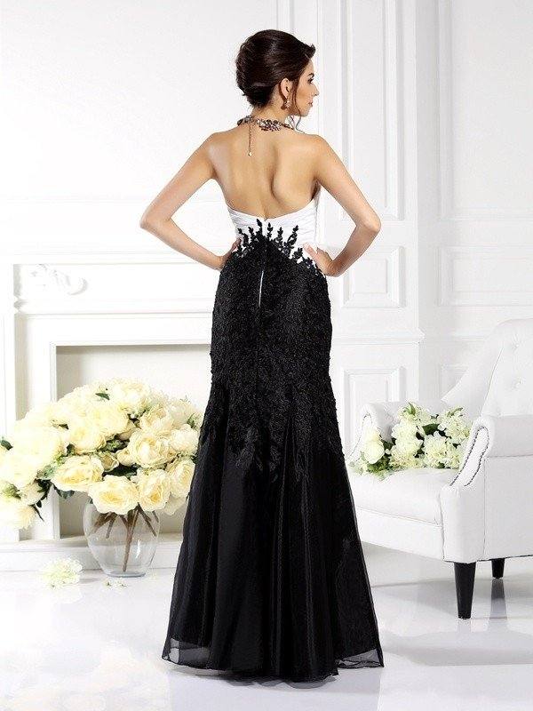 Trumpet/Mermaid Strapless Applique Sleeveless Long Tulle Mother of the Bride Dresses - RongMoon
