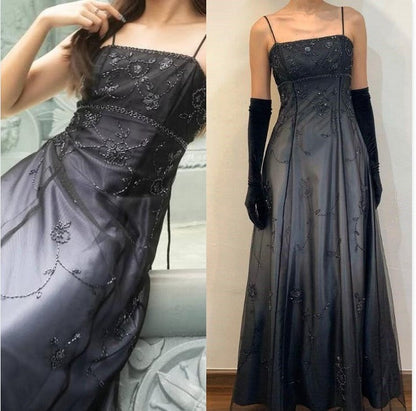 ✨Vintage Blue Gradient Empire Prom Dress for Birthday,Graduation💃🏽90s Backless Romantic Beaded Evening Dress for Quinceañera  ED01406