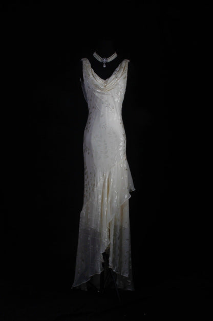V-neck Chiffon Beaded Long Prom Dress Simple Mermaid Wedding Dress ED01527