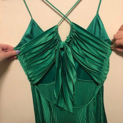 Forest Green Backless Prom Dress for Vegas Pool Party💚 Glam Chiffon Evening Dress for Special Ocassion ED01530