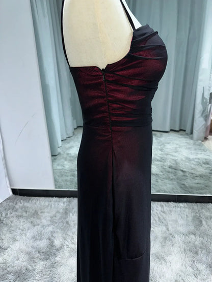 Sheath Spaghetti Straps Tulle Long Prom Dress with Silt ED01532