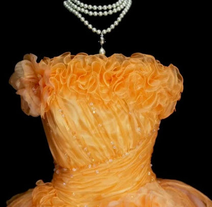 Sweet A-Line Strapless Tulle Long Ball Gown Evening Dress  ED01586