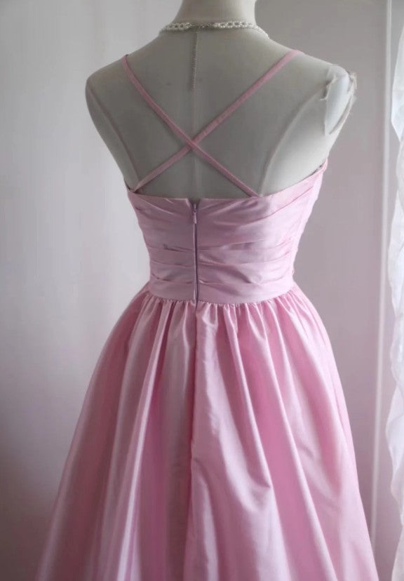 A-Line Spaghetti Strap Satin Long Wedding Dress Birthday Quinceanera Dress Prom Dress ED01712