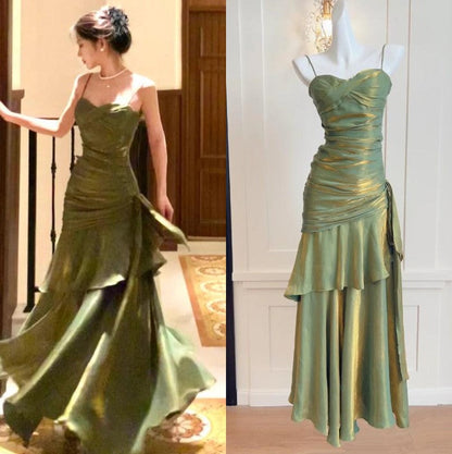 💃Glam Ruffles Prom Dress for Birthday&Graduation-Fairytale Spaghetti Strap  Long Evening Gown ED01754