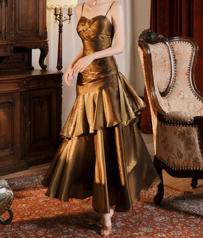 💃Glam Ruffles Prom Dress for Birthday&Graduation-Fairytale Spaghetti Strap  Long Evening Gown ED01754