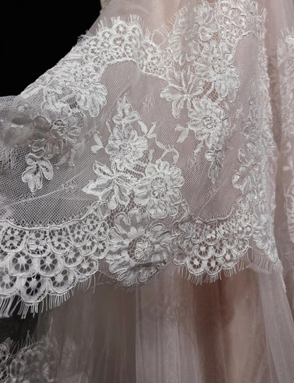 Light Pink Strapless Mermaid Tulle Lace Long Prom Dress Sweetheart Neckline Formal Dress ED01762