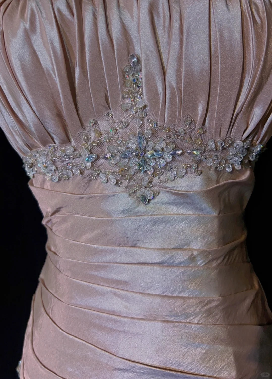 🩷Gentle Pink Mermaid Evening Dress Spaghetti Straps Satin  Layered Pleated Prom Dress with Beading ED01805