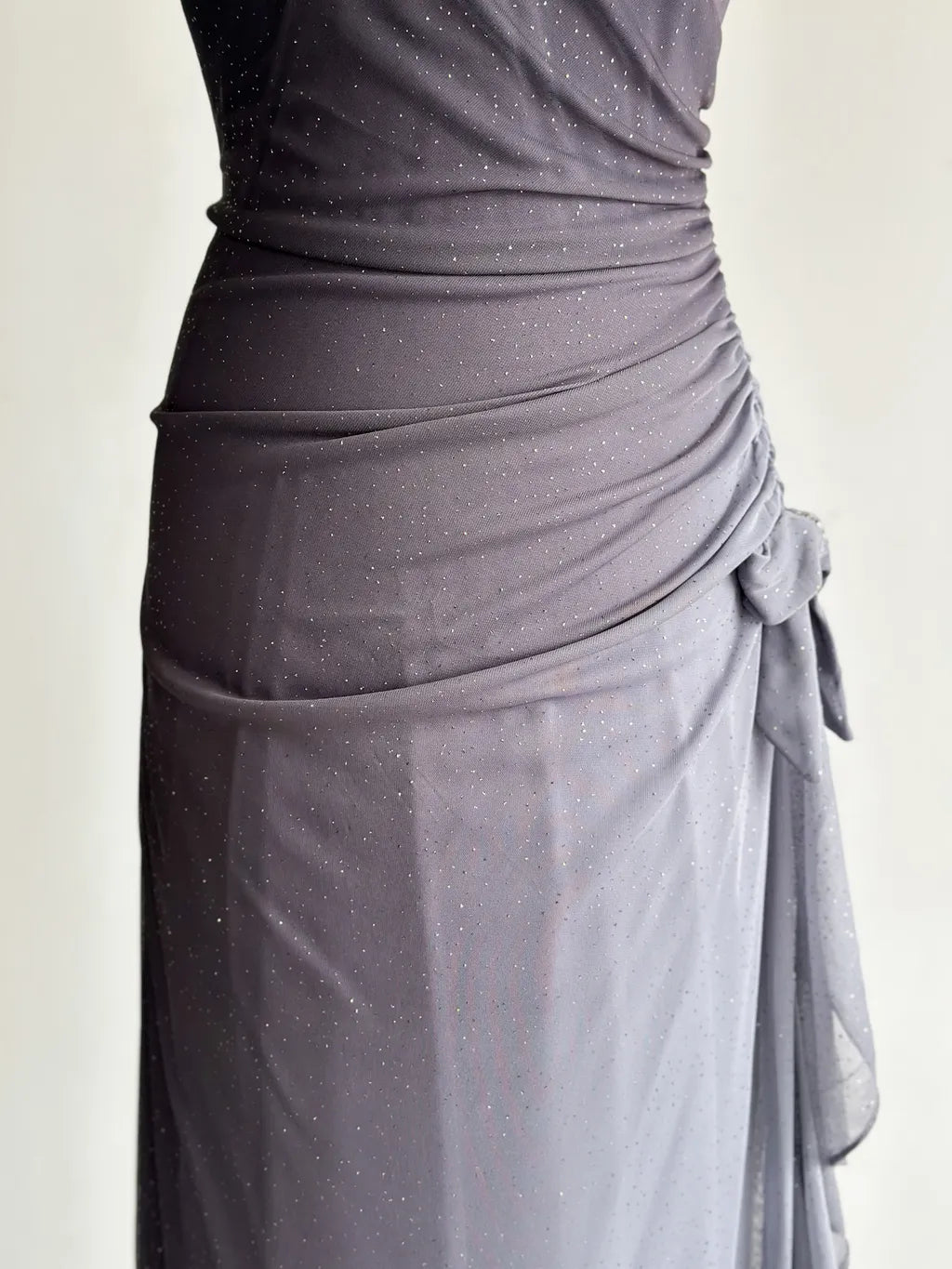 Sparkling Gradient Dark Gray Halter Neck Ruffle Sheath Prom Dress Birthday Dress ED01851