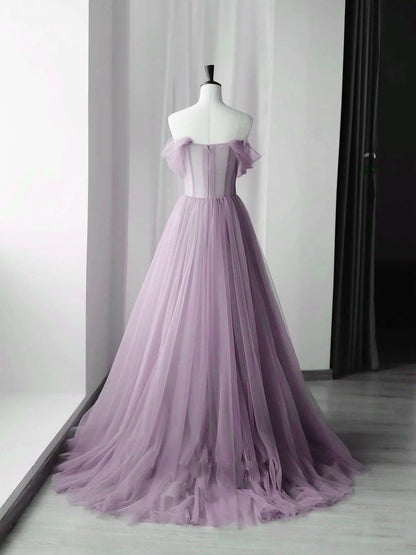 A-Line Green Tulle Long Prom Dresses, Green Formal Evening Dresses ED0731