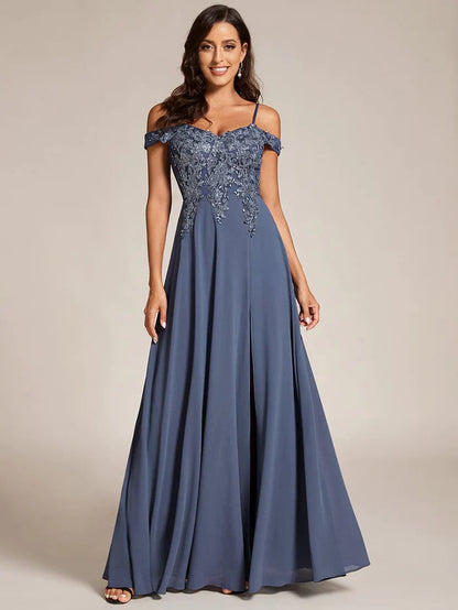 Aimishang Custom Size Cold Shoulder Side Slit Evening Dresses