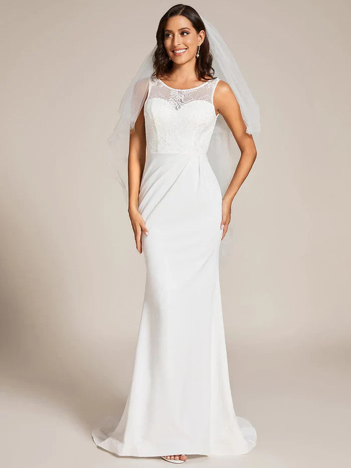 Aimishang Custom Size Sleeveless Lace Bodice Wedding Dress