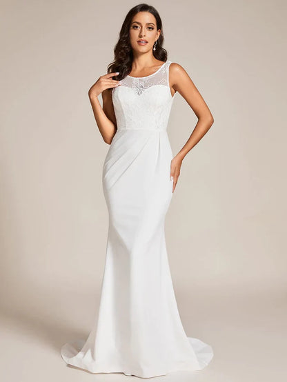 Aimishang Custom Size Sleeveless Lace Bodice Wedding Dress