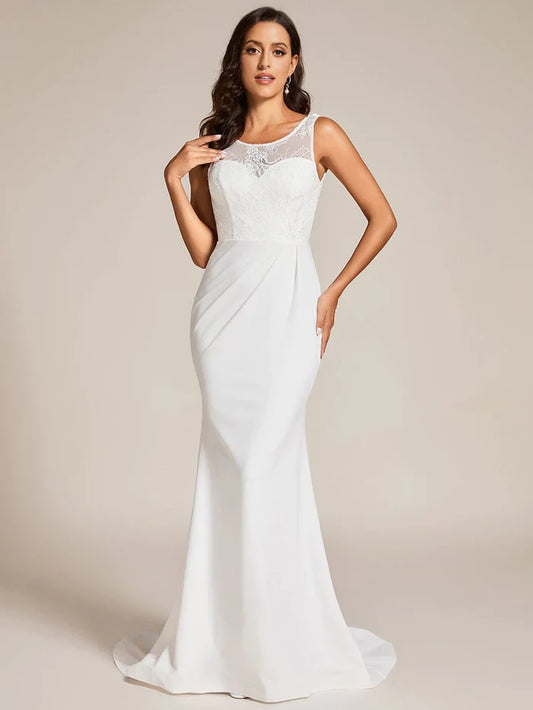 Aimishang Custom Size Sleeveless Lace Bodice Wedding Dress
