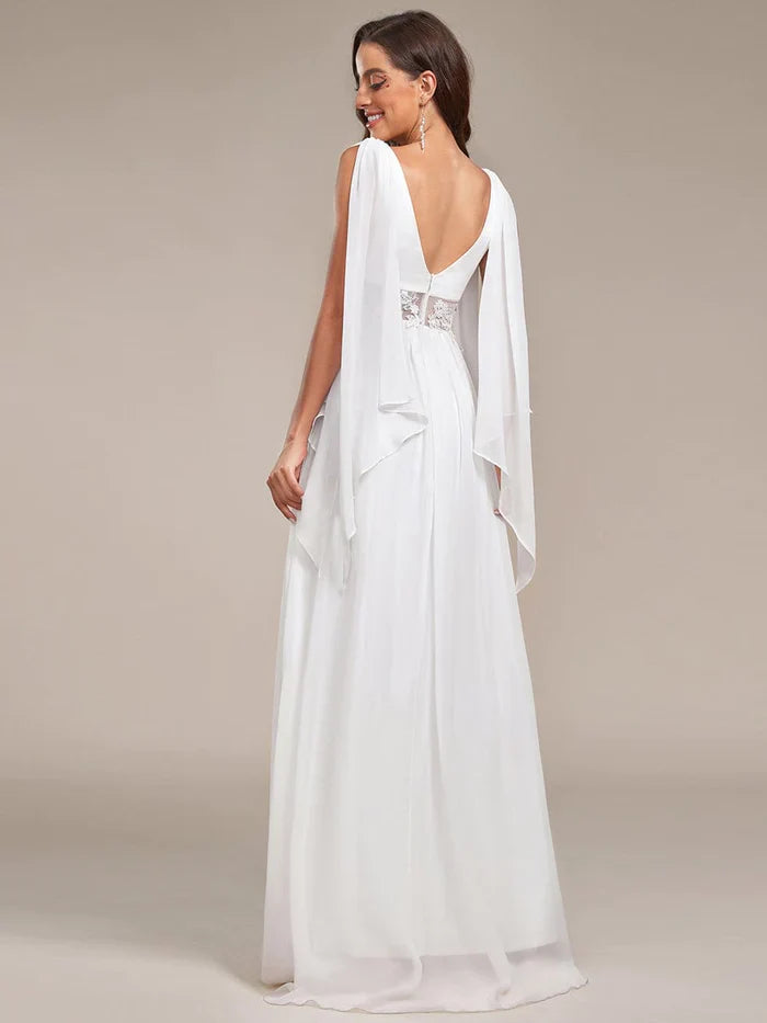 Aimishang Deep V Neck Applique Long Split Wedding Dress