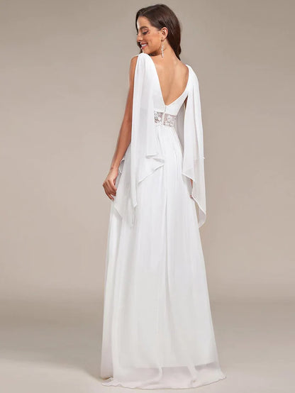Aimishang Deep V Neck Applique Long Split Wedding Dress