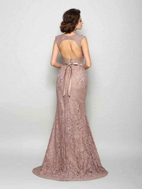 Trumpet/Mermaid Straps Lace Sleeveless Long Satin Mother of the Bride Dresses - RongMoon