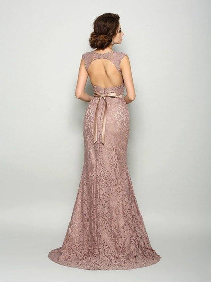 Trumpet/Mermaid Straps Lace Sleeveless Long Satin Mother of the Bride Dresses - RongMoon