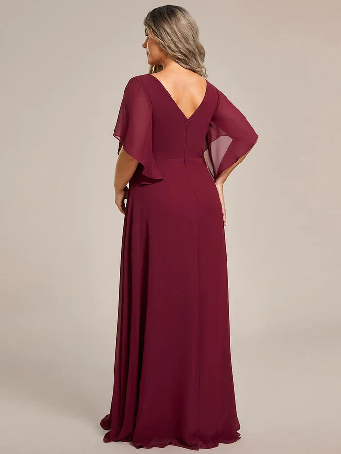 Aimishang Half Sleeves Top Applique Decoration Chiffon Mother of the Bride Dress