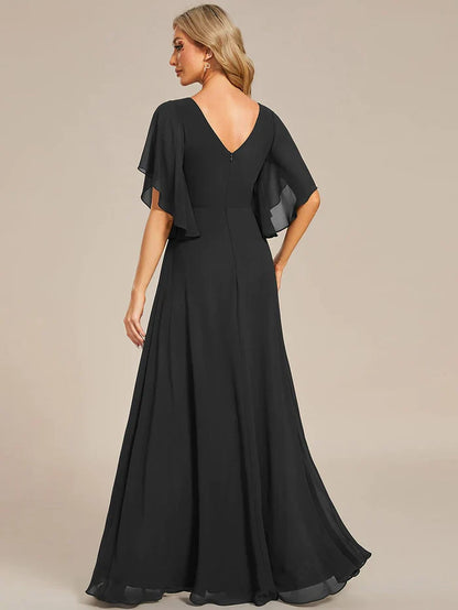 Aimishang Half Sleeves Top Applique Decoration Chiffon Mother of the Bride Dress
