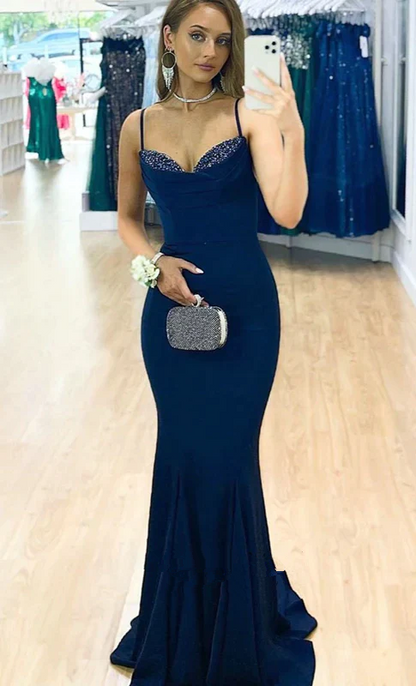 Fashion Tight Navy Blue Prom Dress  cc340