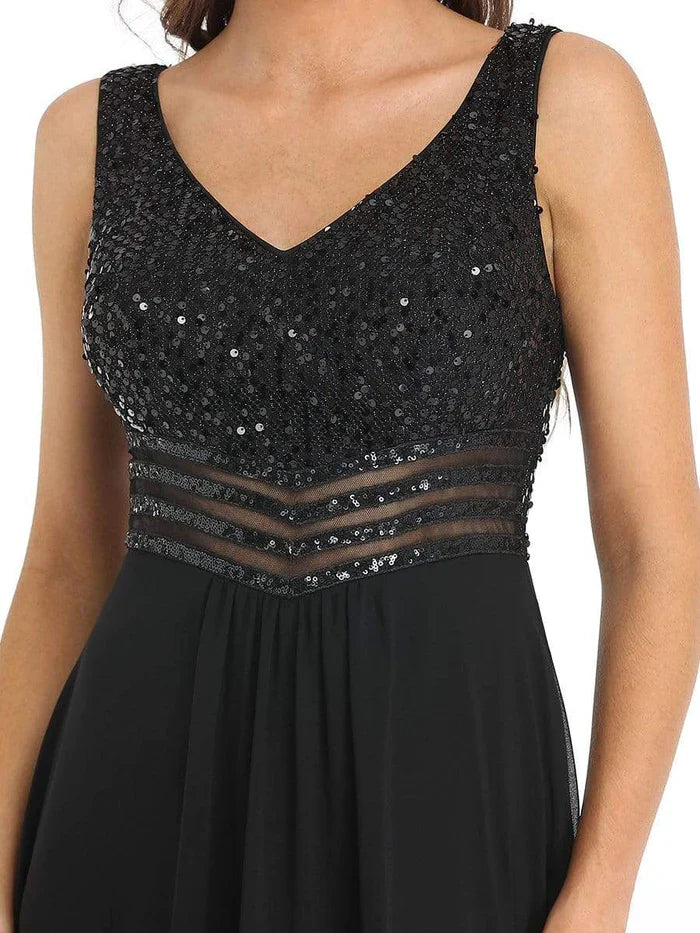 Aimishang Sexy High-Low Maxi Chiffon Evening Dresses with Sequin