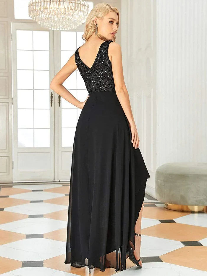 Aimishang Sexy High-Low Maxi Chiffon Evening Dresses with Sequin