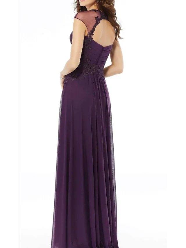 A-Line Mother of the Bride Dress Elegant Sweetheart Neckline Knee Length Lace Tulle Sleeveless with Appliques Ruching - RongMoon