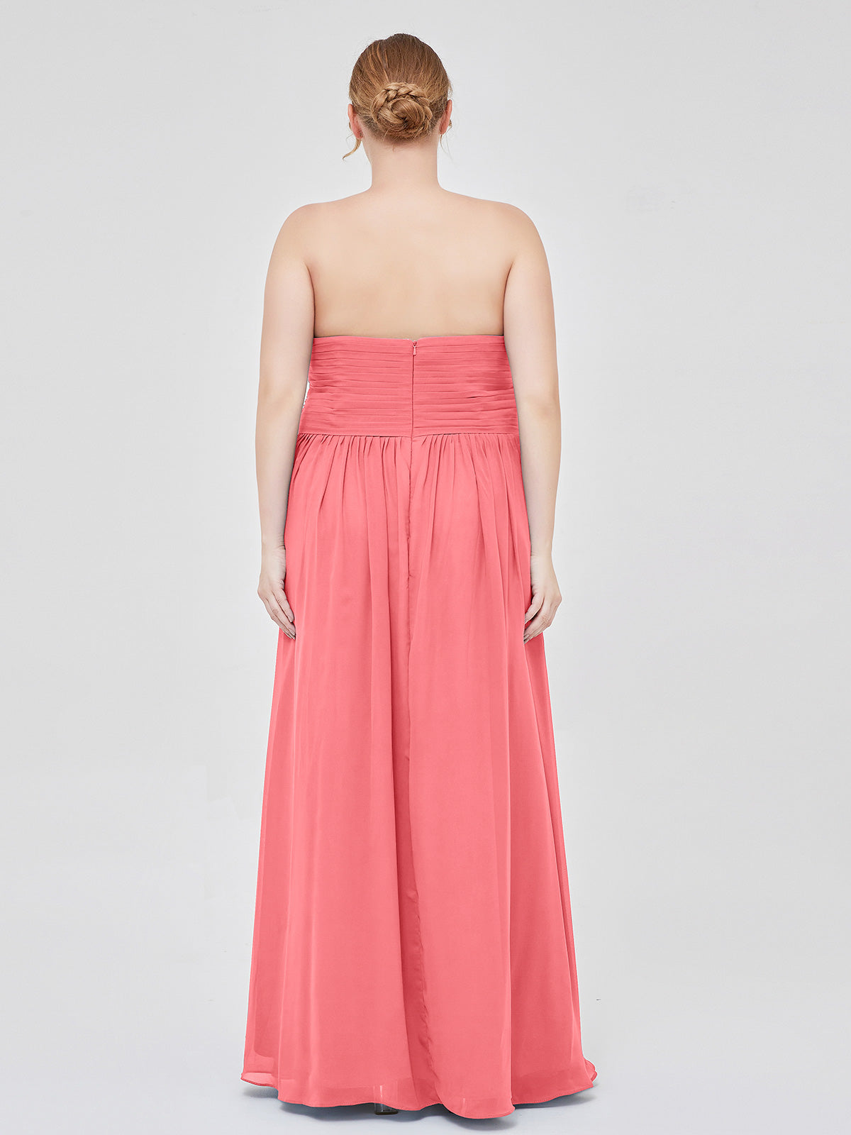 Sweetheart Neck Empire Chiffon Bridemsiad Gown Watermelon