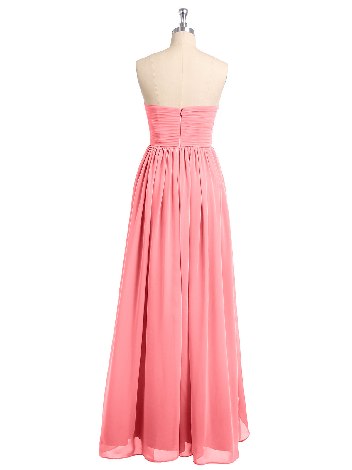 Sweetheart Neck Empire Chiffon Bridemsiad Gown Watermelon
