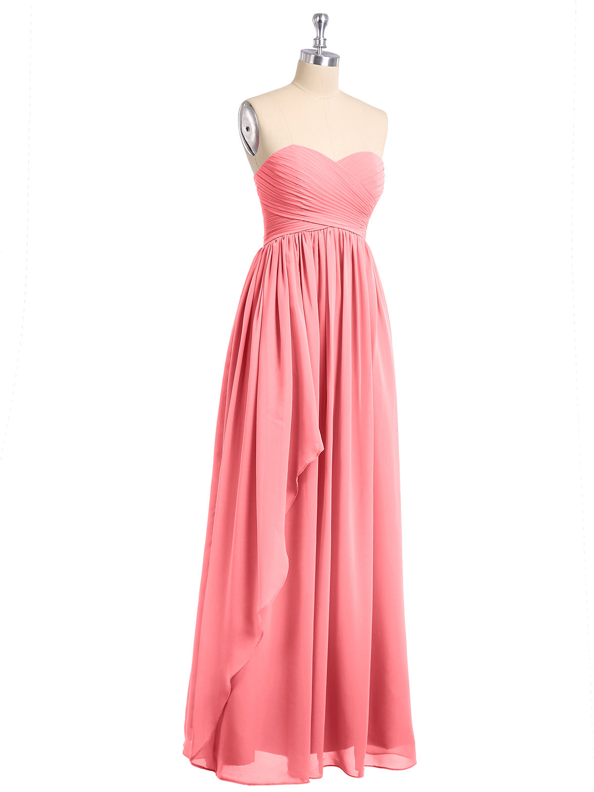 Sweetheart Neck Empire Chiffon Bridemsiad Gown Watermelon