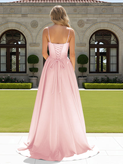 Beaded Sweetheart Corset Sweep Train Gown Blushing Pink