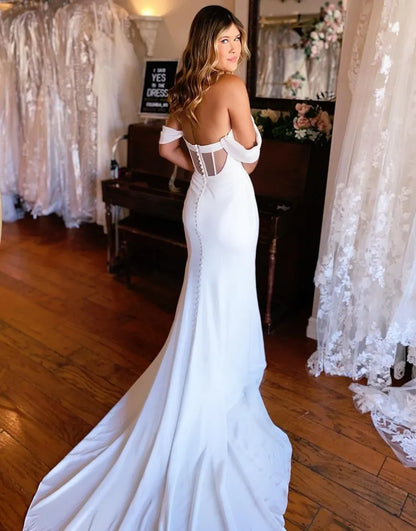 Aimishang Wedding Dress Mermaid Off The Shoulder Satin