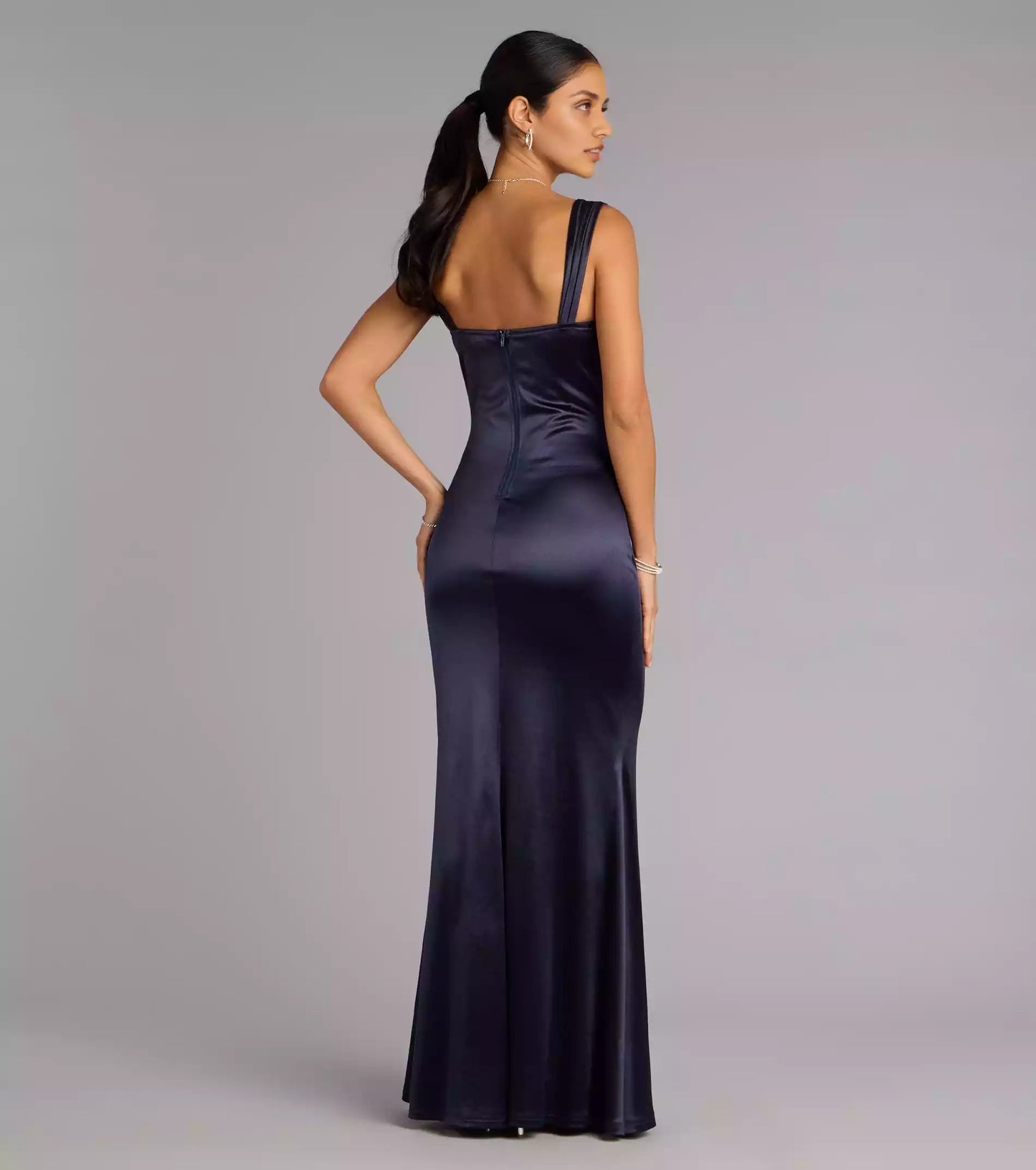Elegant and exquisite elastic satin knit lining, lace heart-shaped neckline, chest tie, mermaid silhouette Prom Dresses