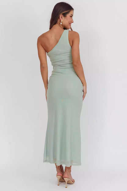 Elegant single shoulder waist hollow out single shoulder design, waist hollow out design, side zipper Prom Dresses