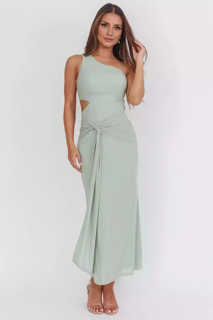 Elegant single shoulder waist hollow out single shoulder design, waist hollow out design, side zipper Prom Dresses