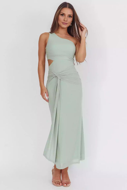 Elegant single shoulder waist hollow out single shoulder design, waist hollow out design, side zipper Prom Dresses
