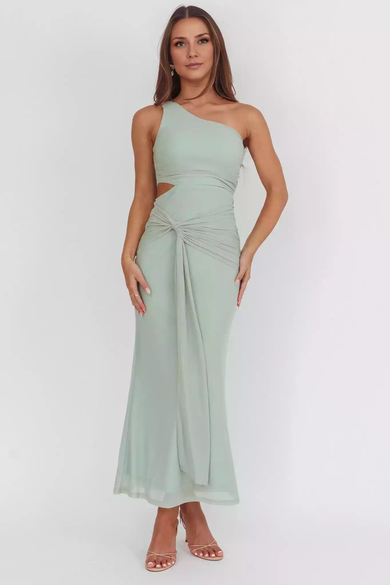 Elegant single shoulder waist hollow out single shoulder design, waist hollow out design, side zipper Prom Dresses