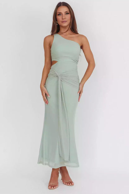 Elegant single shoulder waist hollow out single shoulder design, waist hollow out design, side zipper Prom Dresses