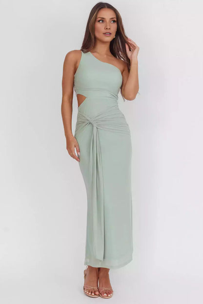 Elegant single shoulder waist hollow out single shoulder design, waist hollow out design, side zipper Prom Dresses