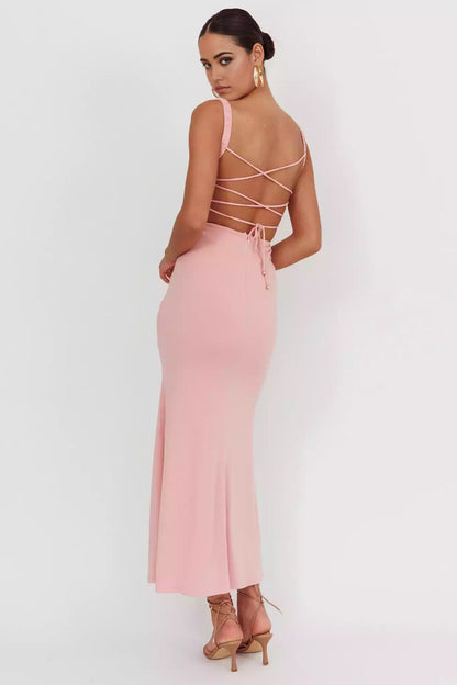 Elegant tight silhouette pleated elastic shoulder strap, back strap, hidden zipper, Prom Dresses