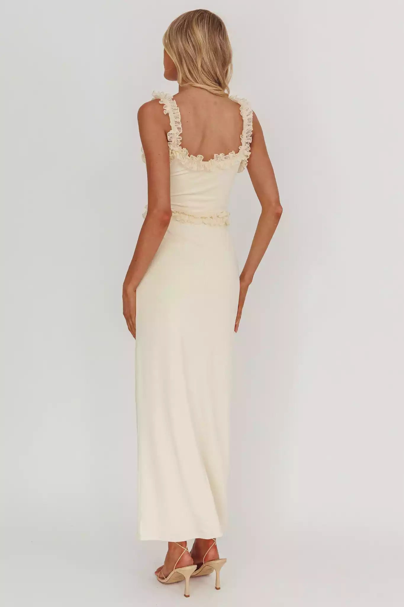 Enchanting Ruffle Lace Edge Lining Lace Ruffle Edge Side Zipper Prom Dresses