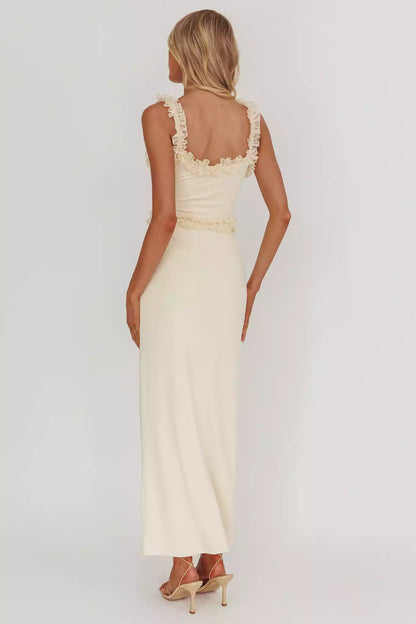 Enchanting Ruffle Lace Edge Lining Lace Ruffle Edge Side Zipper Prom Dresses